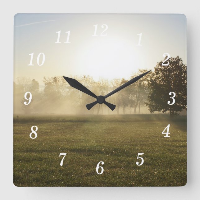 Ozarks Morning Fog Wall Clock (Front)