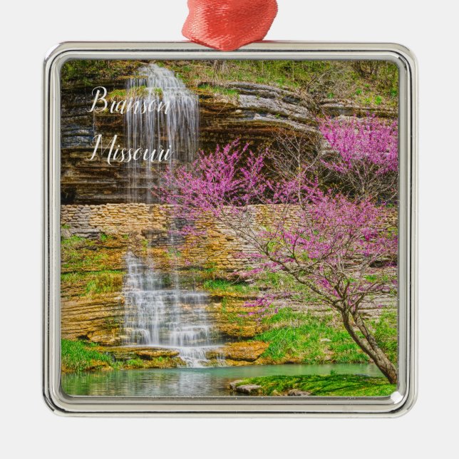 Ozarks Waterfall Spring Bluff Metal Ornament (Front)