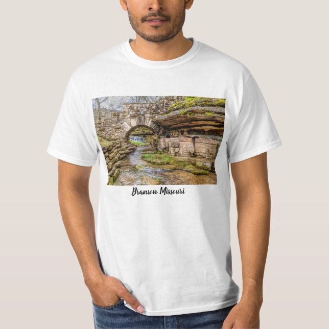 Ozarks Waterfall Under Bridge T-Shirt (Front)