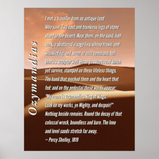 Ozymandias Poem by Percy Shelley, 1819 Poster
