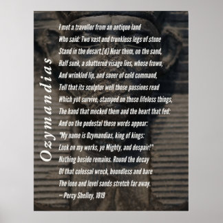 Ozymandias Poem by Percy Shelley, 1819 Poster
