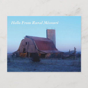 P1000451 Old barn, Hello From Rural Missouri Postcard
