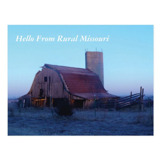P1000451 Old barn, Hello From Rural Missouri Postcard