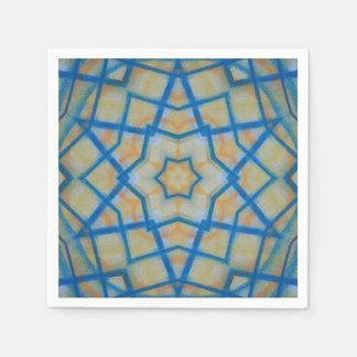 P25C Unique Blue Yellow Colourful Abstract Mandala Napkin