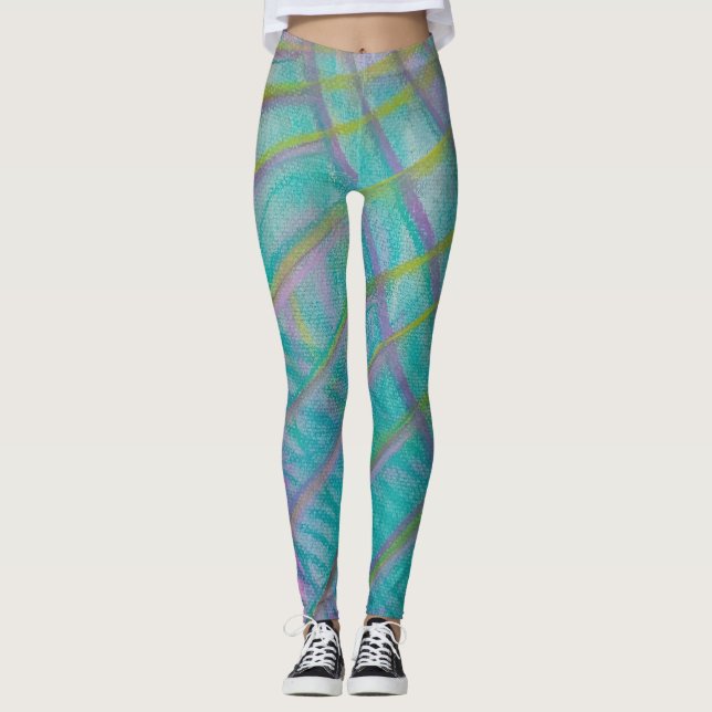 P34 Unique Colourful Abstract Art Leggings (Front)