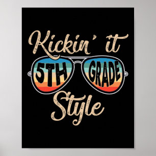P41l Retro Kickin It 5th Grade Style Teacher Back Poster