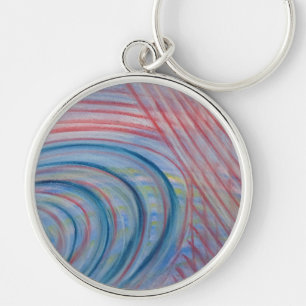 P43 Blue Red Yellow Colourful Abstract Art Key Ring