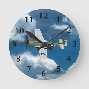 P51 Mustang Aeroplane Clock