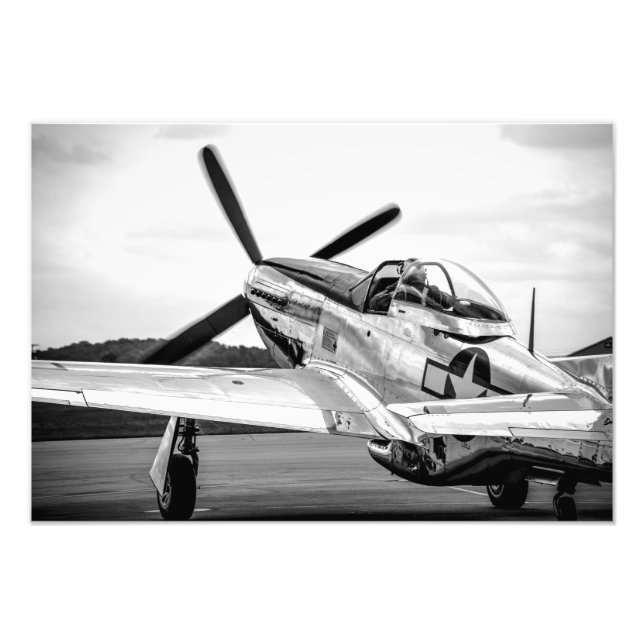 P51 Mustang B&W Photo Print (Front)
