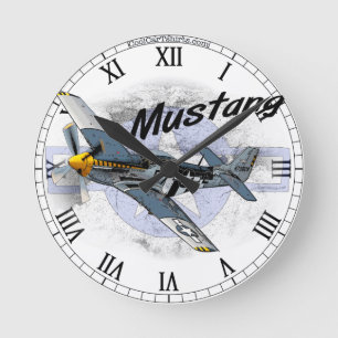 P51 Mustang Round Clock