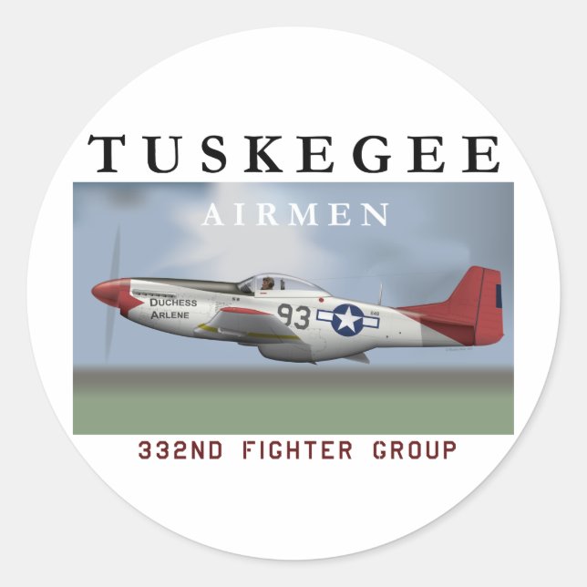 P51D 332nd Fighter Group Classic Round Sticker (Front)