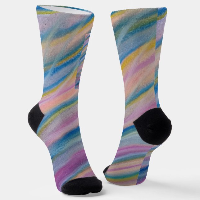 P6 Unique Colourful Abstract Art Socks (Angled)