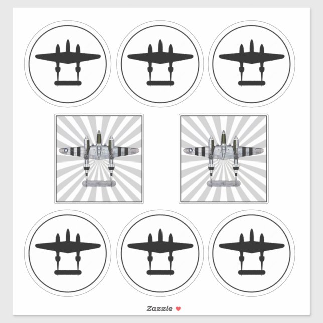 P-38 D-Day Stripes & Silhouette Peelable Vinyl (Sheet)