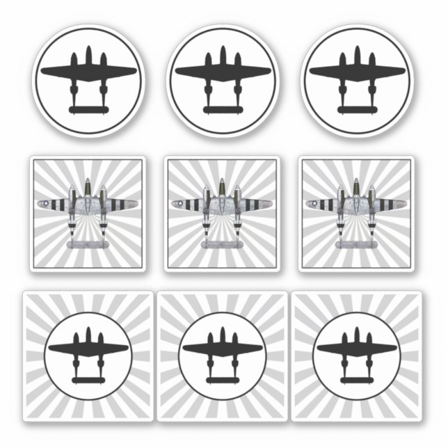 P-38 D-Day Stripes & Silhouette Peelable Vinyl (Front)