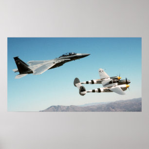 P-38 Lighning F-15 Eagle Poster