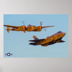P-38 LIGHTNING and F-35A LIGHTNING II Poster