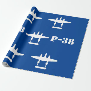 P-38 Lightning Blue & White Wrapping Paper