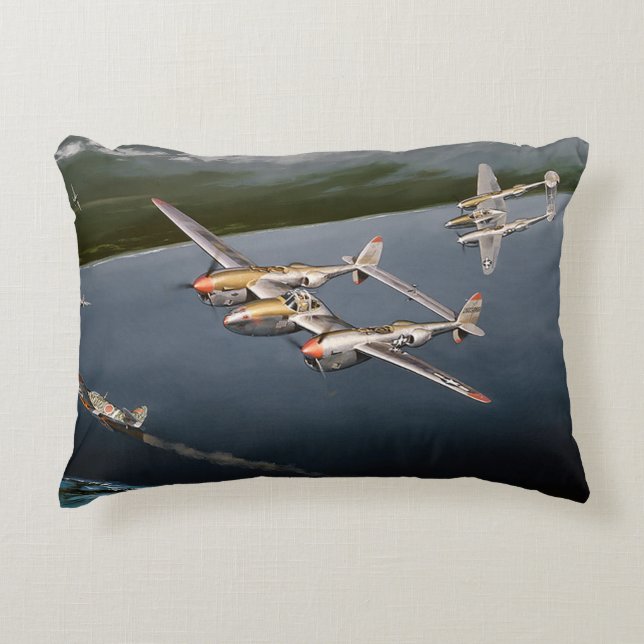 P-38 Lightning in Flight Decorative Cushion (Front)