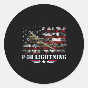 P-38 Lightning P38 Ww2 Aircraft Fighter Jet Pilot Classic Round Sticker