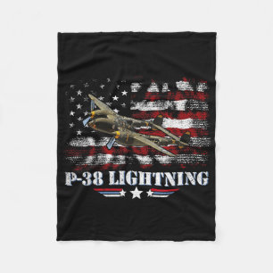 P-38 Lightning P38 Ww2 Aircraft Fighter Jet Pilot  Fleece Blanket