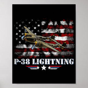 P-38 Lightning P38 Ww2 Aircraft Fighter Jet Pilot Poster