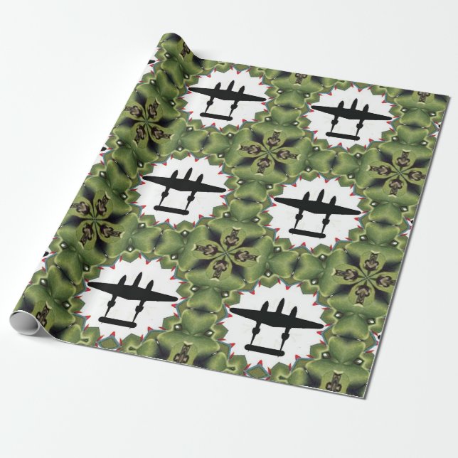 P-38 Lightning Silhouette Wrapping Paper (Unrolled)