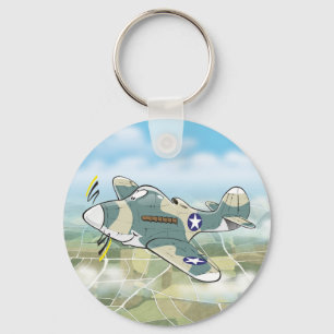 P-39 airacobra aeroplane caricature key ring