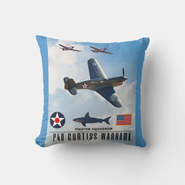 P-40 CURTISS WARHAWK FIGHTER SQUADRON CUSHION (Front)