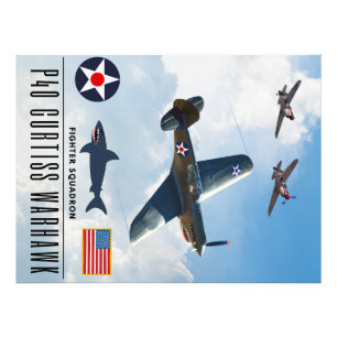 P-40 CURTISS WARHAWK FIGHTER SQUADRON PHOTO PRINT