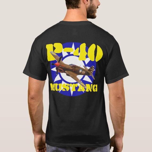 P-40 MUSTANG FLYING TIGER T-Shirt (Back)