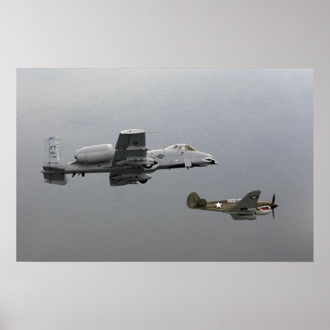 P-40 Tomahawk and A-10 Warthog Poster (Front)