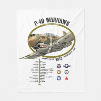 P-40 WARHAWK CURTIS FLYING TIGERS PLANE FLEECE BLANKET