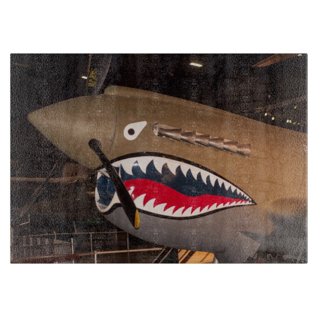 P-40 Warhawk Fighter Plane Glass Cutting Board (Front)