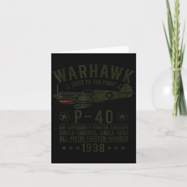 P-40 Warhawk Ww2 Fighter Aircraft First To The Fig Card (Front)