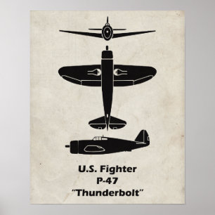P-47 Thunderbolt Airplane Poster and Decor
