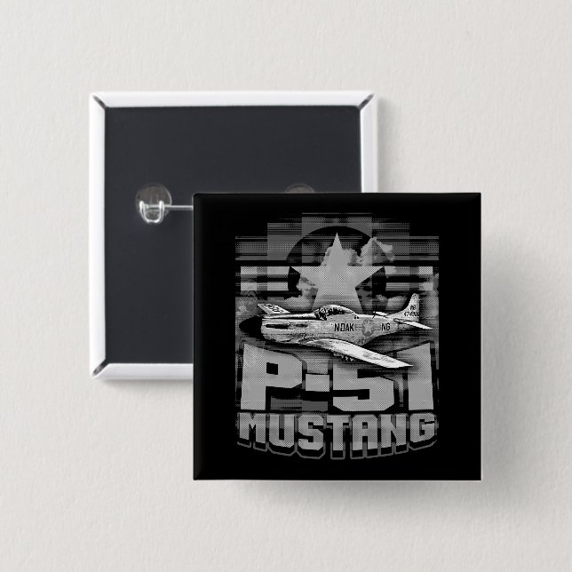 P-51 Mustang 15 Cm Square Badge (Front & Back)