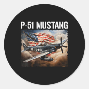 P-51 Mustang American Ww2 Fighter Aeroplane P-51 M Classic Round Sticker