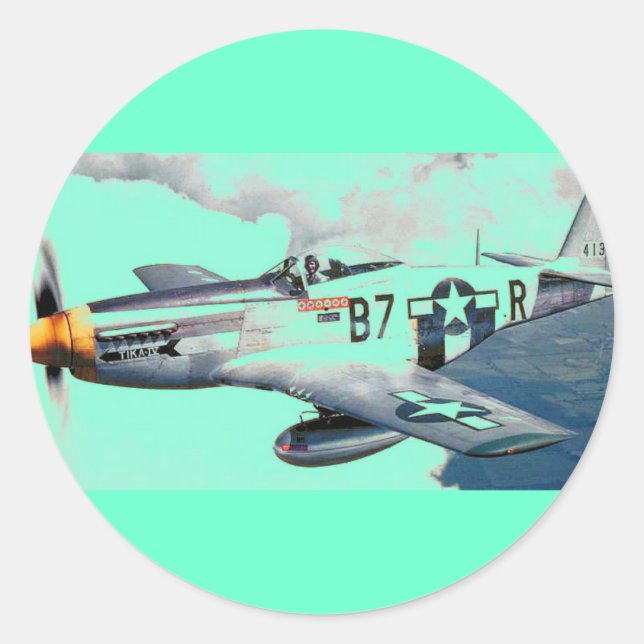 P-51 MUSTANG CLASSIC ROUND STICKER (Front)