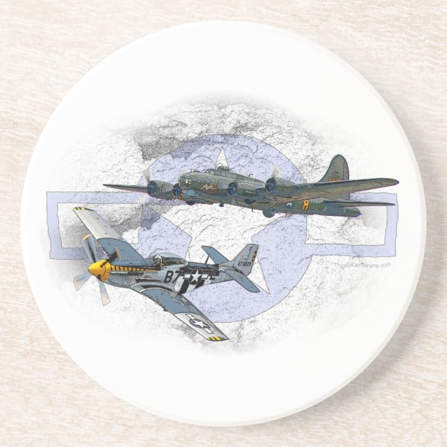 P-51 Mustang flying escort Coaster (Front)