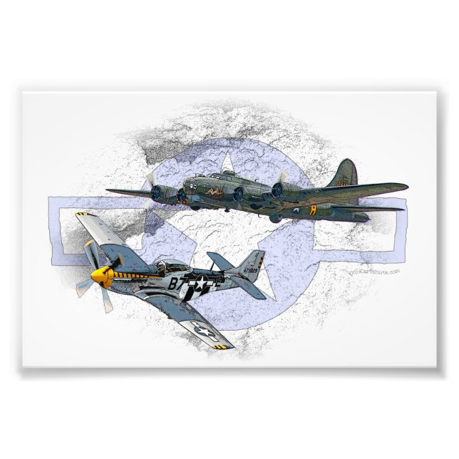 P-51 Mustang flying escort Photo Print (Front)
