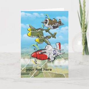 P-51 mustang, P-38 and P-47  greeting card