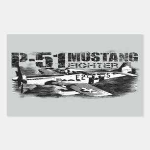 P-51 Mustang Rectangle Stickers
