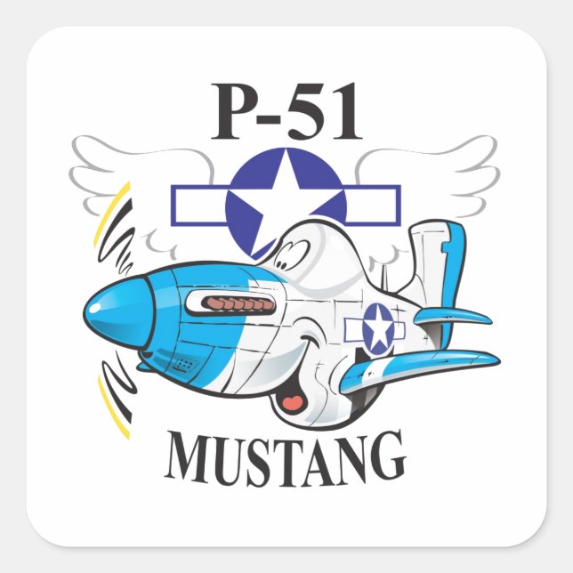 p-51 mustang square sticker (Front)
