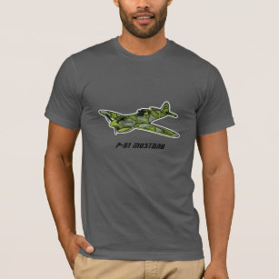 P-51 Mustang Vintage Camo Fighter Plane Aircraft T-Shirt