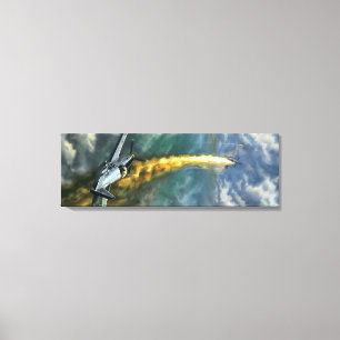 P-51 Mustang war plane WW2 dogfight scene Canvas Print
