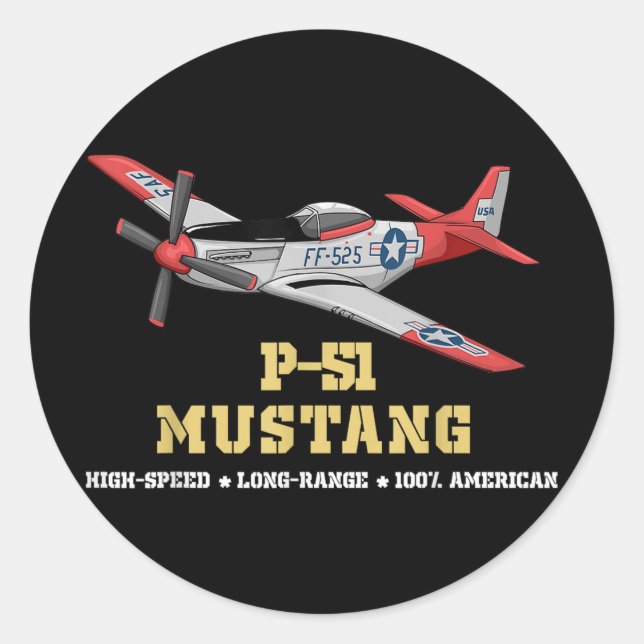 P-51 Mustang World War Ii Fighter Bomber  Classic Round Sticker (Front)