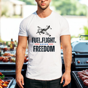 P-51 Vintage Aeroplane Military Fuel Flight Freedo T-Shirt