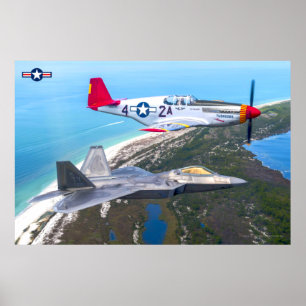 P-51B MUSTANG and F-22A RAPTOR Poster