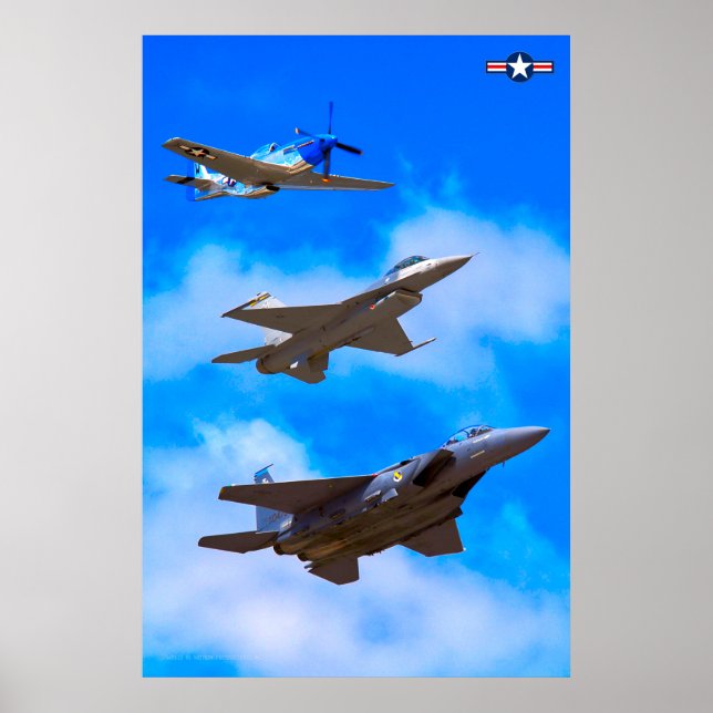 P-51D, F-16C and F-15E Poster (Front)