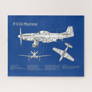 P-51D Mustang - Aeroplane Blueprint ABD Jigsaw Puzzle